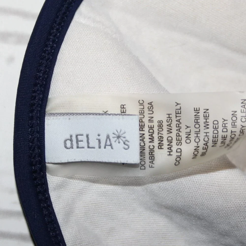 ⚪🔵 Navy + White Swim Top · dELiAs · Size L* 🔵⚪